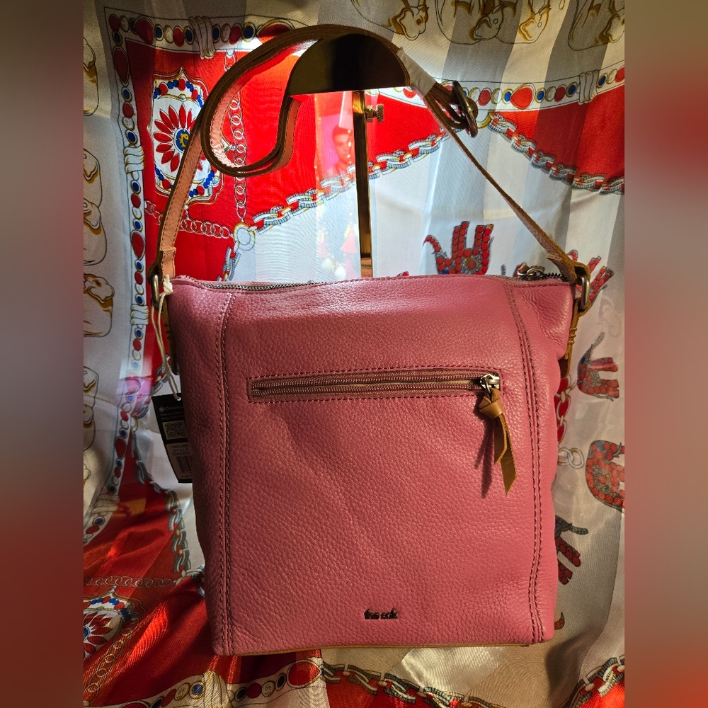 The Sak Pink and Brown Crossbody Bag with Sleek Design